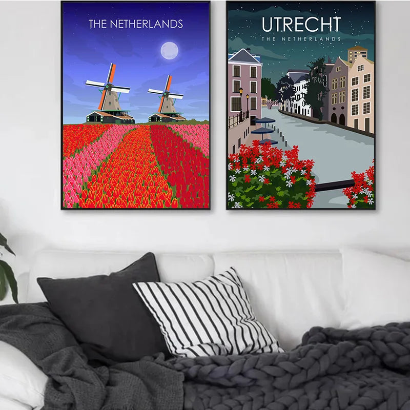 affiche touristique paysage célèbre du monde entier