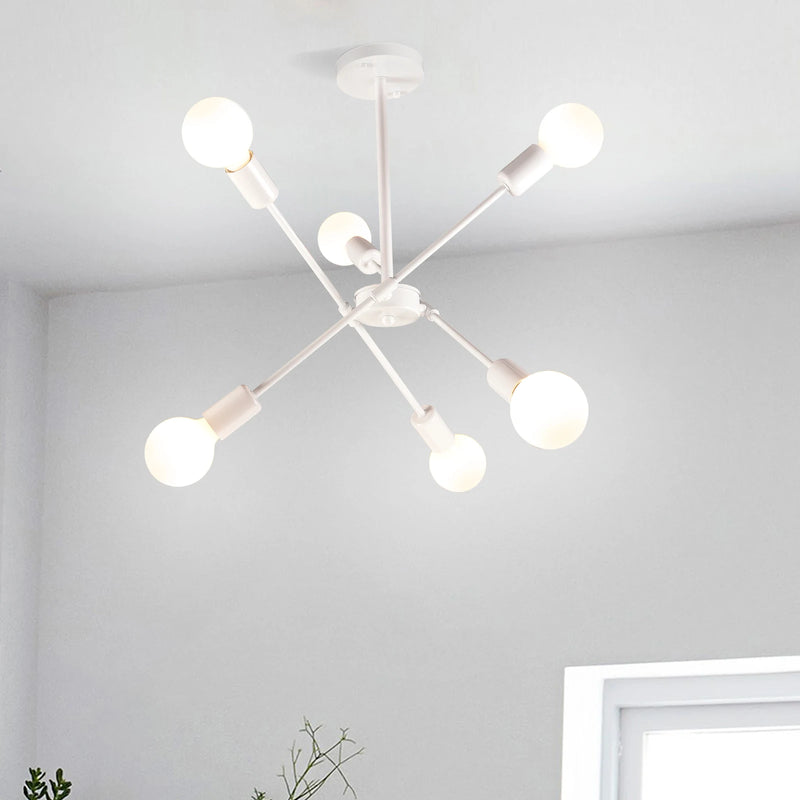 Plafonnier LED En Métal blanc à branches 6 lampes
