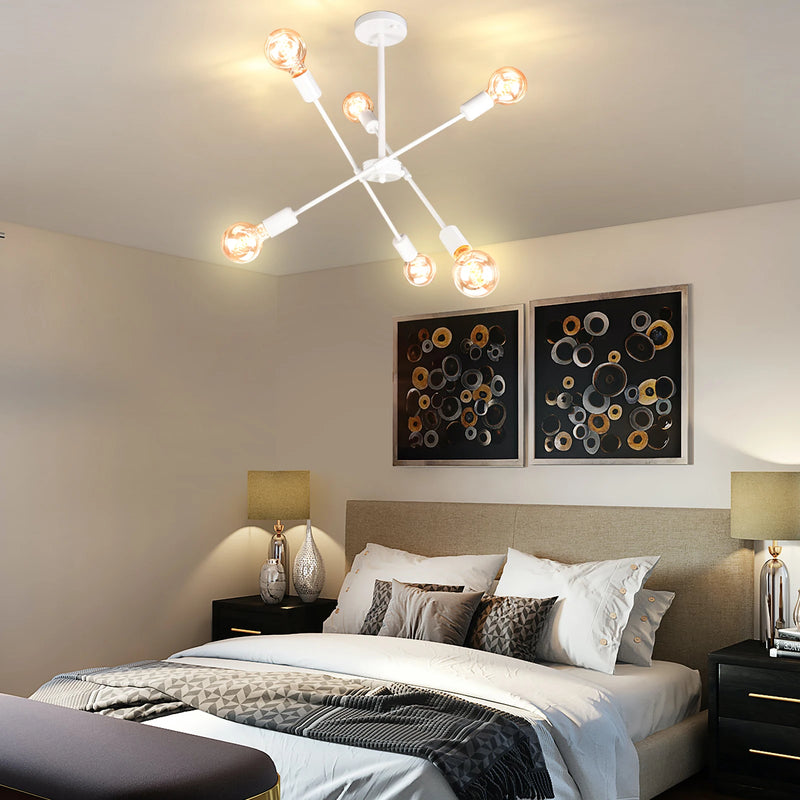 Plafonnier LED En Métal blanc à branches 6 lampes
