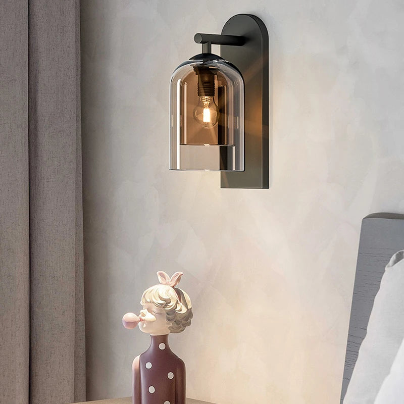 applique murale suspendue scandinave postmoderne en double verre