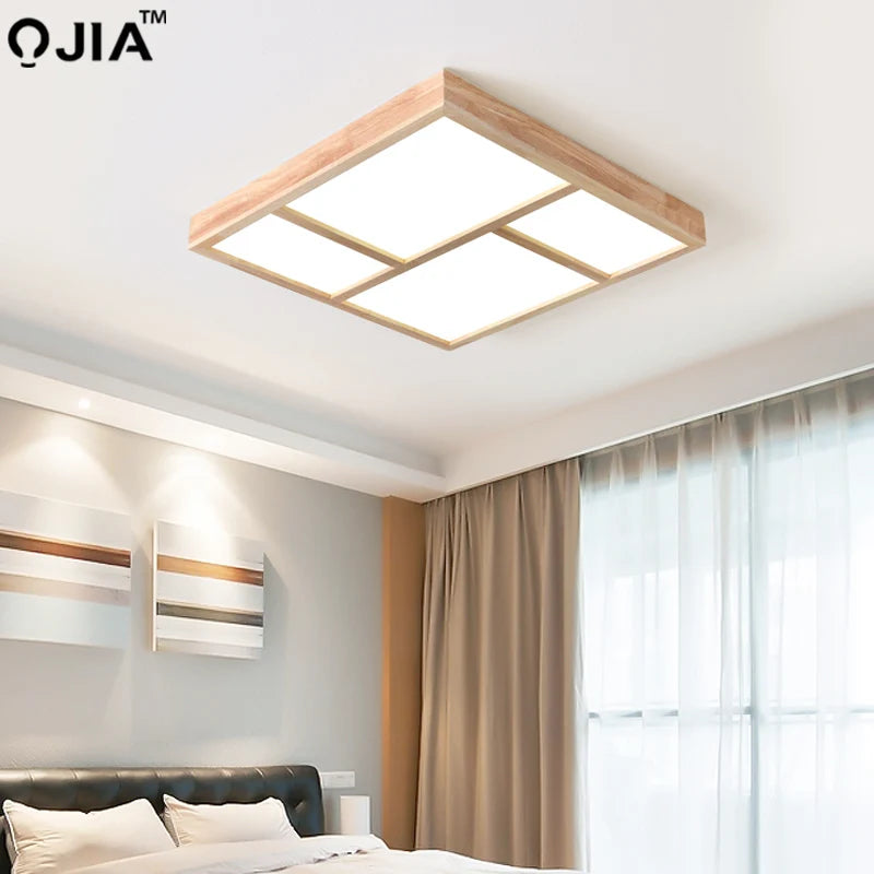 plafonnier led moderne en bois véritable pour usage intérieur