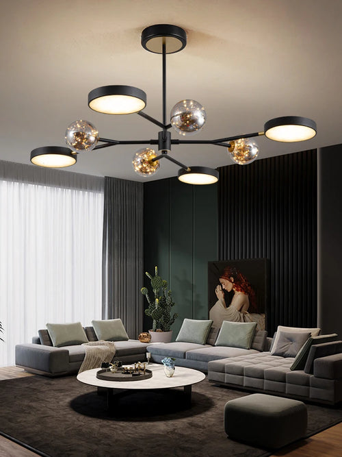 lustre style nordique en verre led pour décoration intérieure