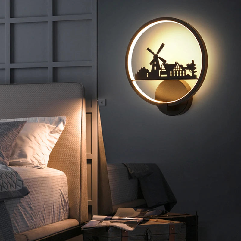 applique nordique ronde led moderne minimaliste pour mariage et enfant