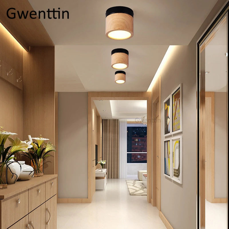 plafonnier à led en bois nordique moderne pour intérieur design