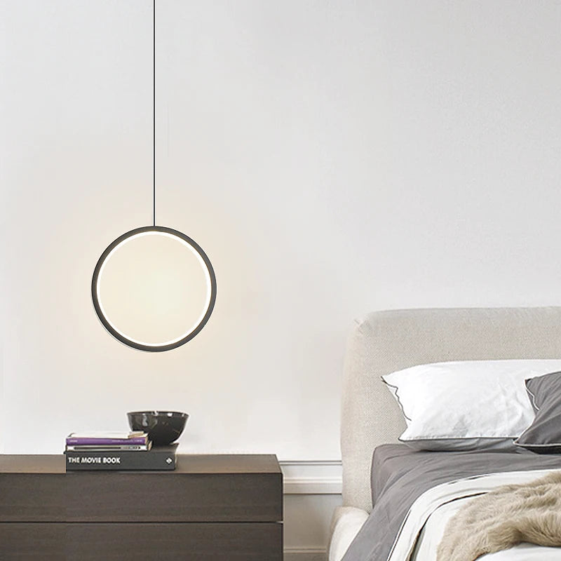 suspension ronde moderne pour éclairage latéral led