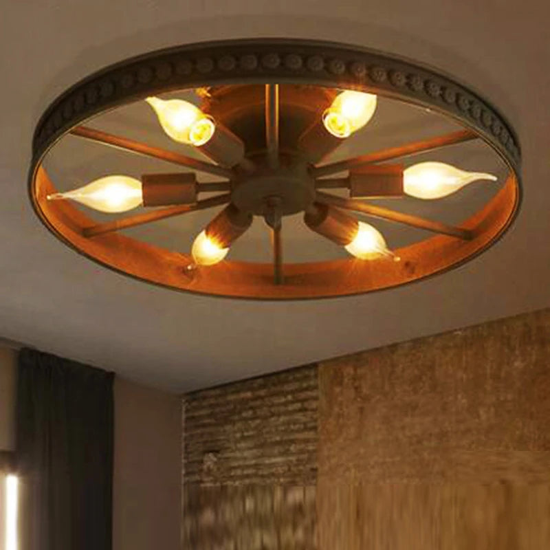 plafonnier rond en fer style industriel rétro américain décoratif