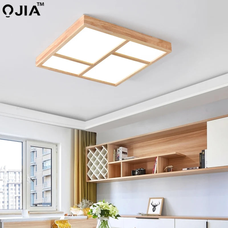 plafonnier led moderne en bois véritable pour usage intérieur