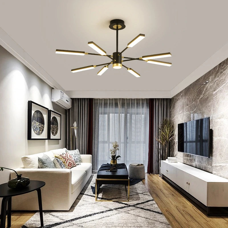 lustre d'art nordique moderne en fer avec éclairage led