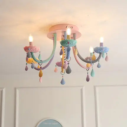 Plafonnier coloré pour enfants lustre moderne Fort chambre d'enfants avec douilles E14/E12 Moe éclairage lampe pour enfants