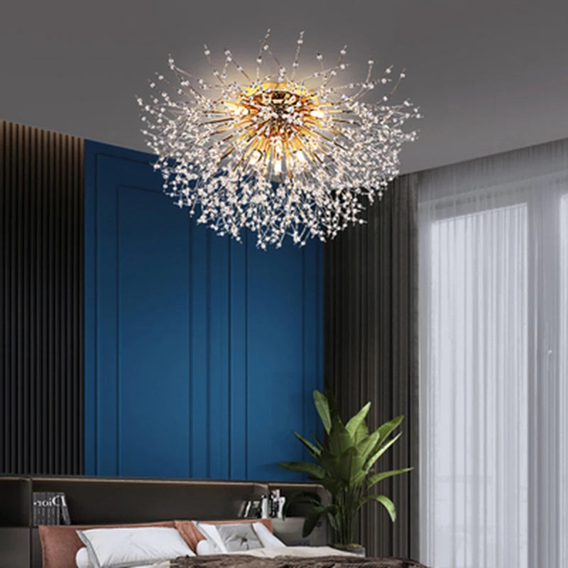 lustre led avec branches de cristal winfordo en stock