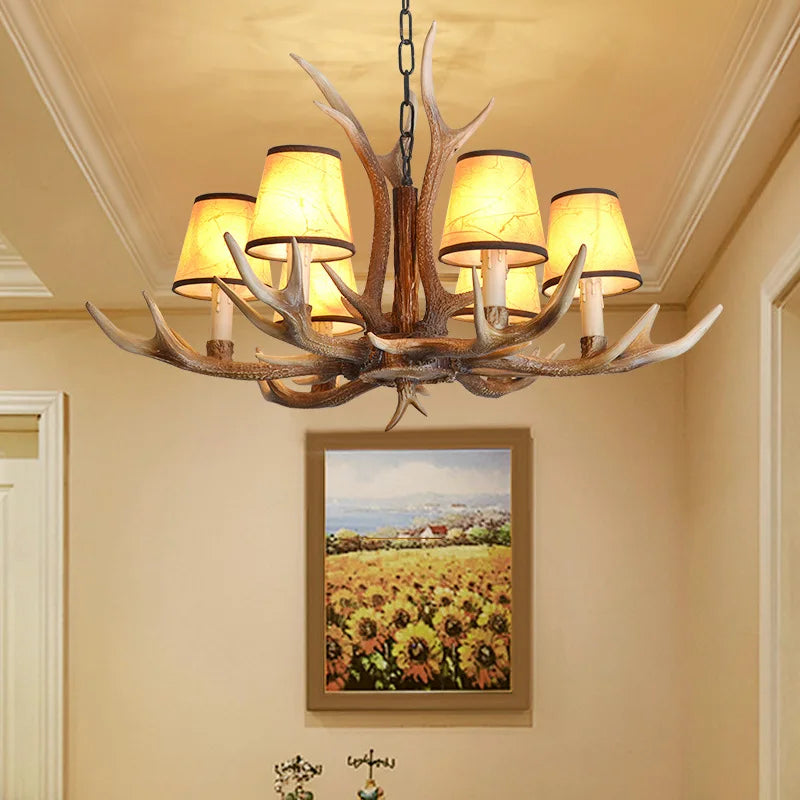 lustre rétro en résine bois pour restaurant et café