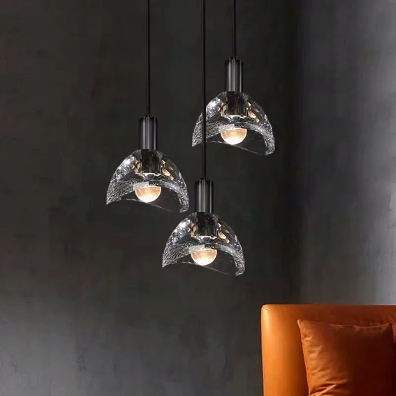 luminaire led suspension en cristal k9 de luxe postmoderne