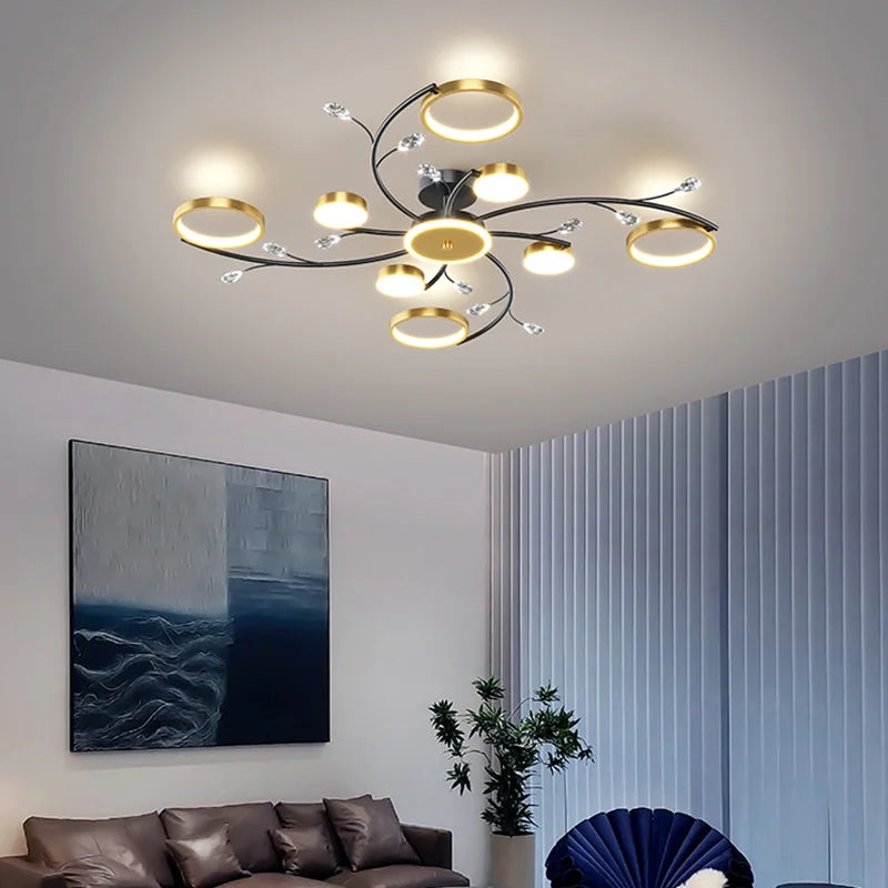lustre led moderne en cristal pour éclairage intérieur