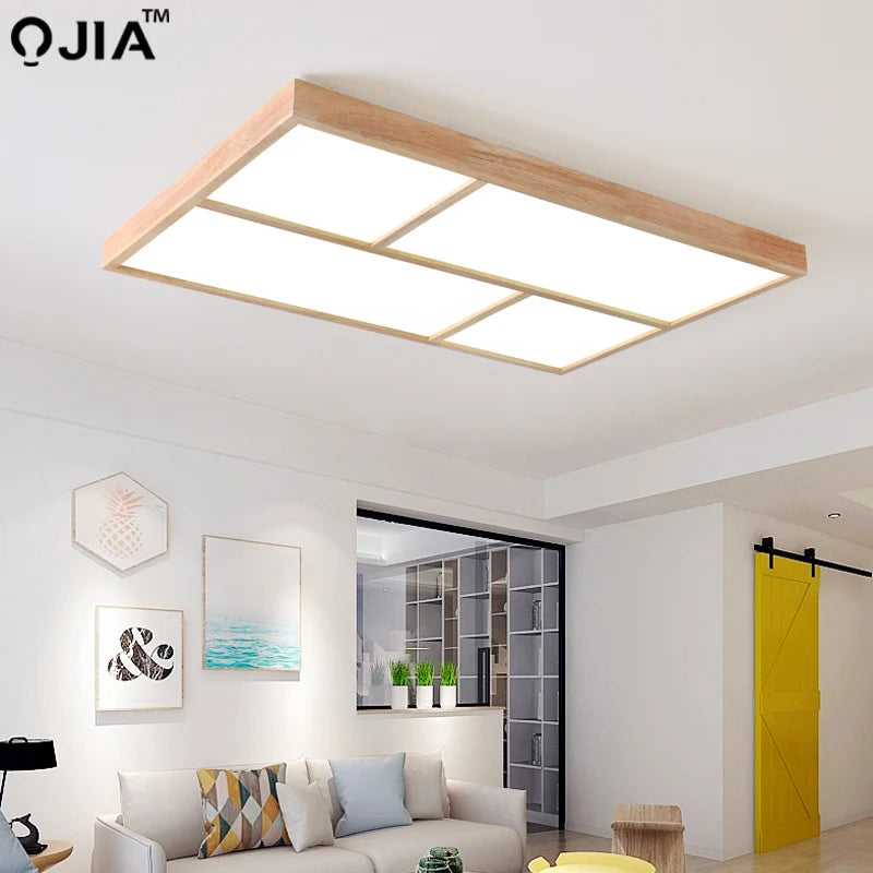 plafonnier led moderne en bois véritable pour usage intérieur