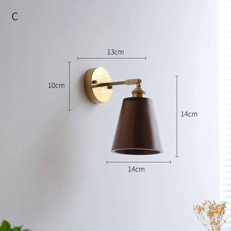 Applique murale en bois avec chaîne à tirer