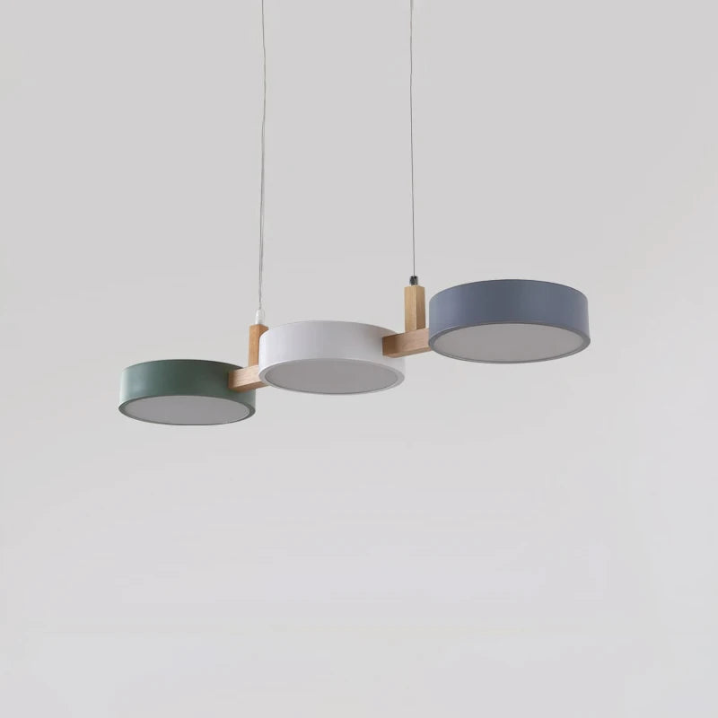 lustre nordique led moderne en bois et métal