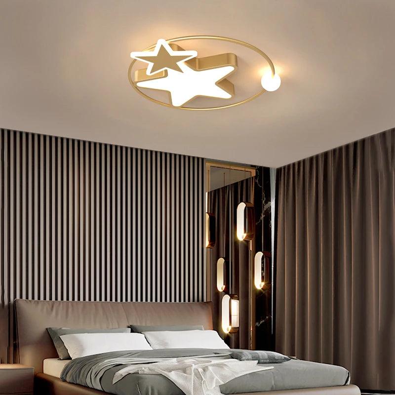 plafonnier led étoile dorée éclairage créatif nordique pour intérieur