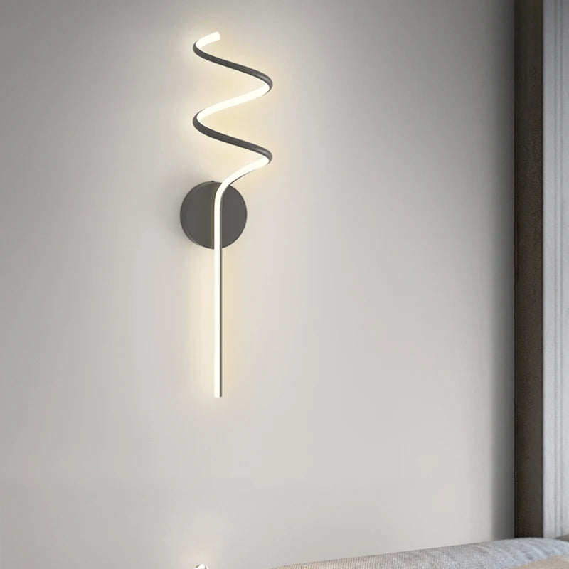 applique murale scandinave simple en spirale en aluminium et métal led