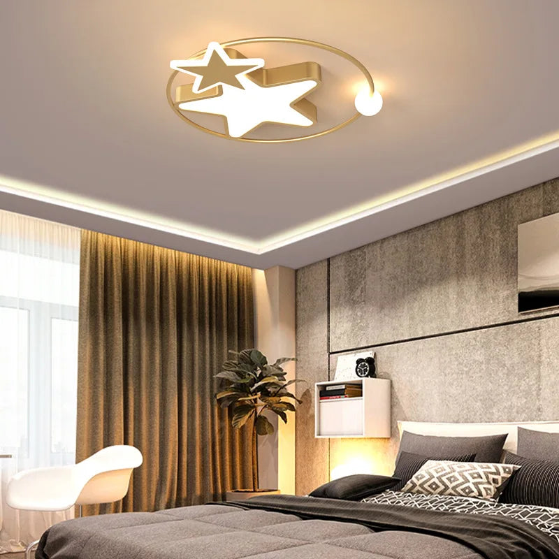 plafonnier led étoile dorée éclairage créatif nordique pour intérieur