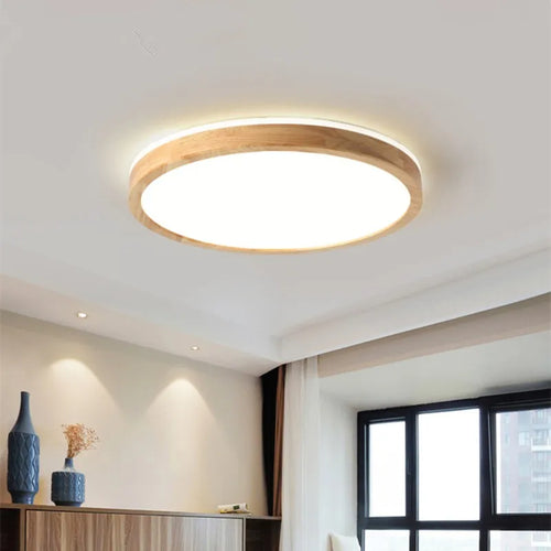 plafonnier led ultra-fin japonais bois massif design moderne 2021