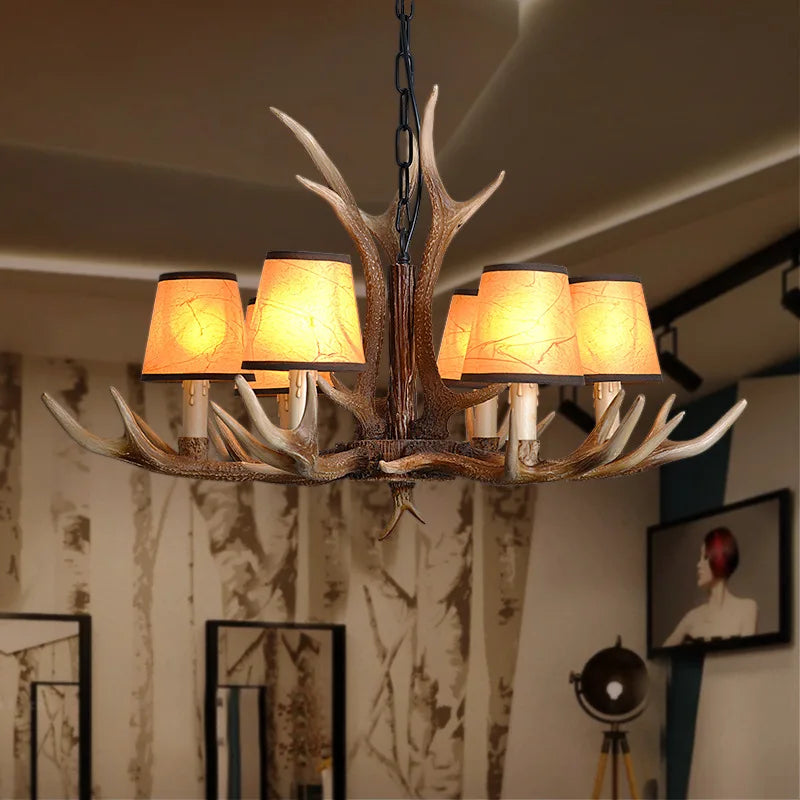 lustre rétro en résine bois pour restaurant et café