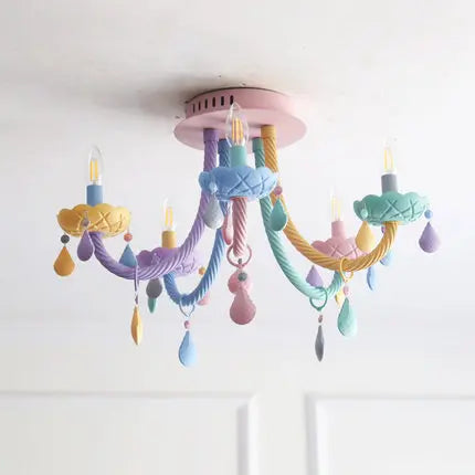 Plafonnier coloré pour enfants lustre moderne Fort chambre d'enfants avec douilles E14/E12 Moe éclairage lampe pour enfants