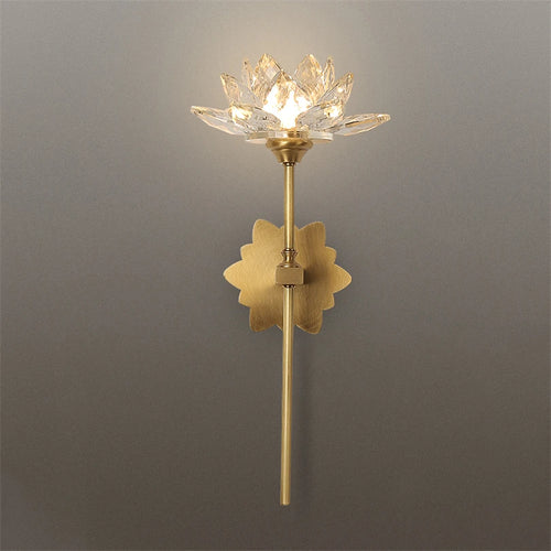 applique murale led en cristal de luxe style chinois lotus décoratif