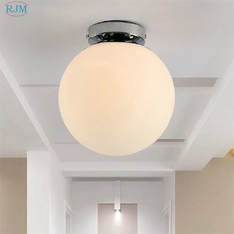 plafonnier moderne verre fer éclairage allée