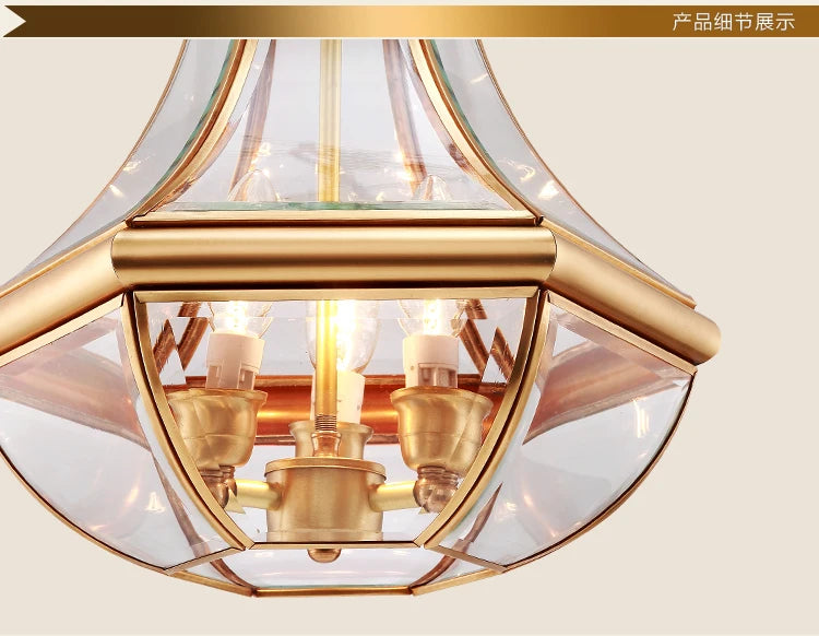 suspension en verre antique en cuivre pour intérieur élégant