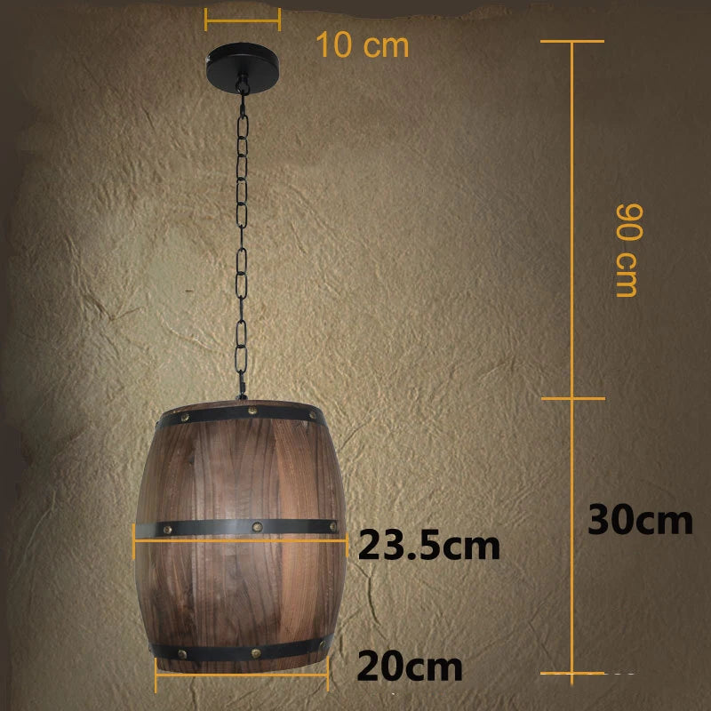 baril en bois suspension style rétro pour restaurant