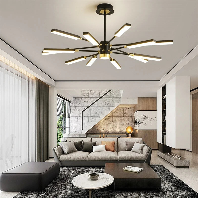 lustre d'art nordique moderne en fer avec éclairage led