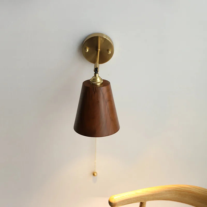 applique murale nordique moderne iwhd en bois à led avec chaîne à tirer