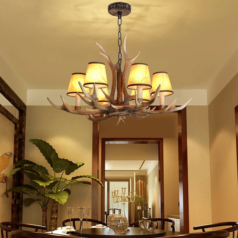 lustre rétro en résine bois pour restaurant et café