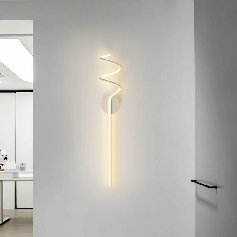 applique murale scandinave simple en spirale en aluminium et métal led