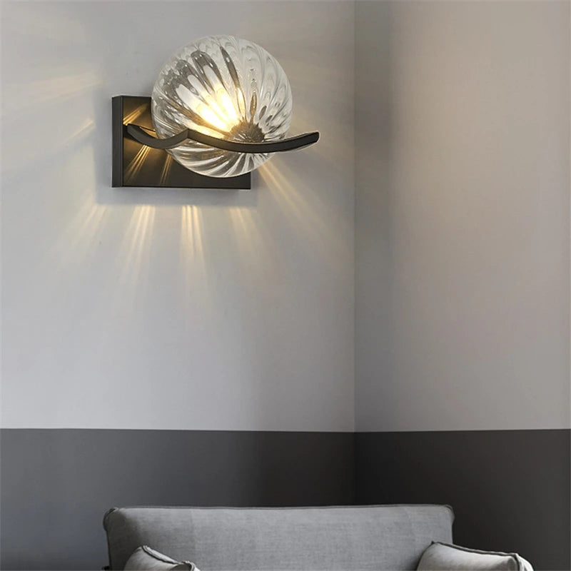 applique led moderne avec abat-jour en verre pour hôtels