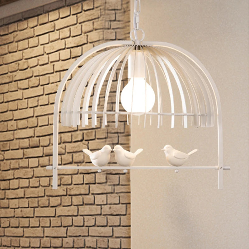 lustre nordique cage à oiseaux en résine et fer pour restaurant ou café