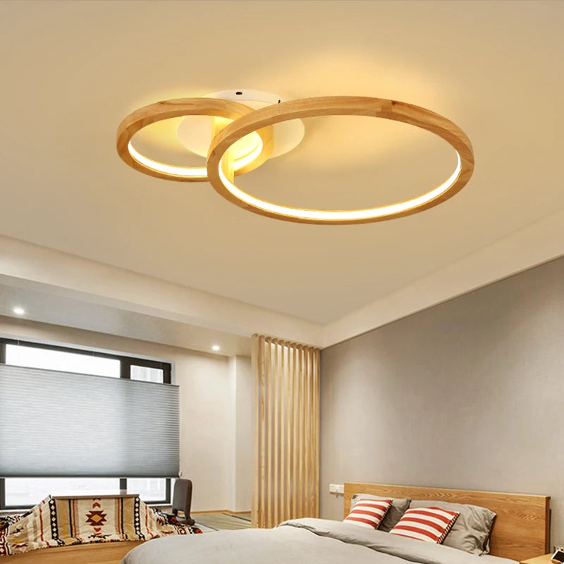 plafonniers design créatif rond en bois éclairage intérieur