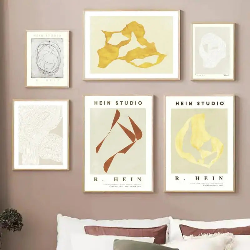 art mural moderne motif géométrique abstrait design nordique décor intérieur