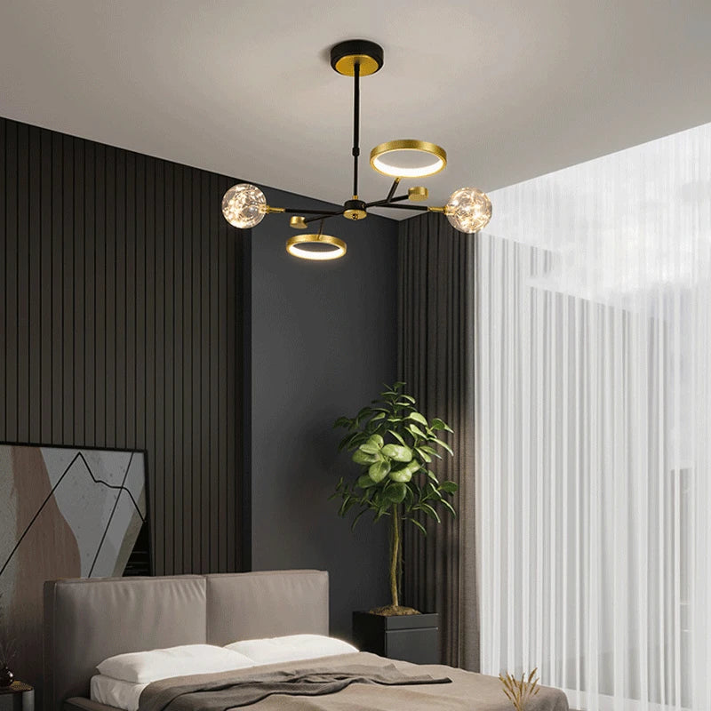 lustre nordique moderne en fer éclairage étoilé décoration créative