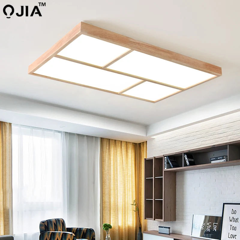 plafonnier led moderne en bois véritable pour usage intérieur