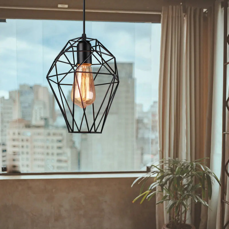lustre vintage moderne cage à oiseaux abat-jour diamant