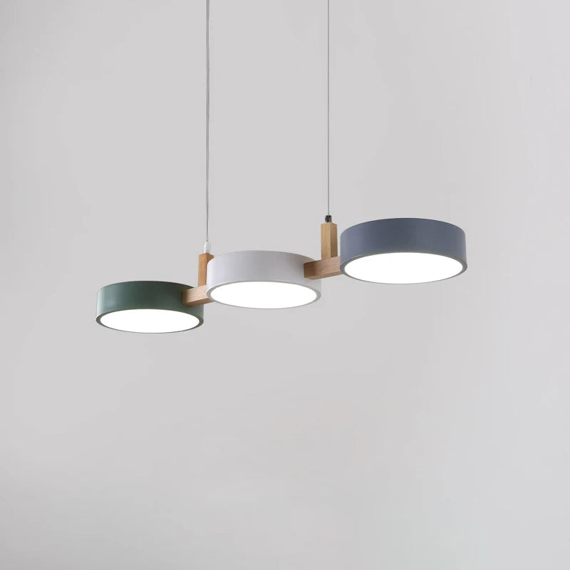 lustre nordique led moderne en bois et métal