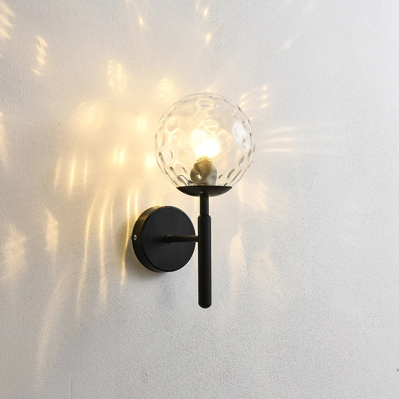 applique murale nordique simple en verre motif d'eau forgé luxueuse