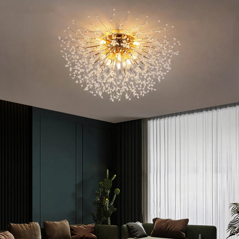 lustre led avec branches de cristal winfordo en stock