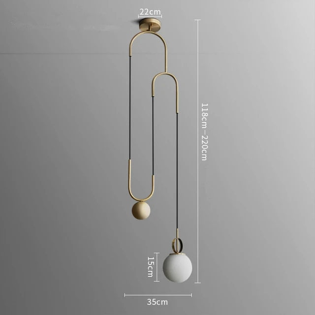 Suspension LED design en métal doré Shadow