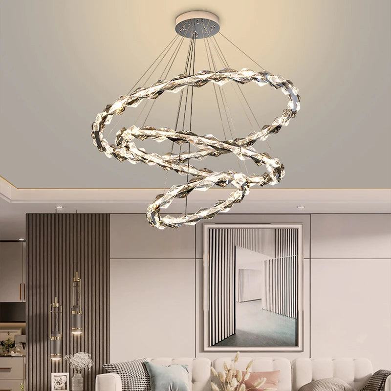 lustre led moderne en cristal de luxe décoratif