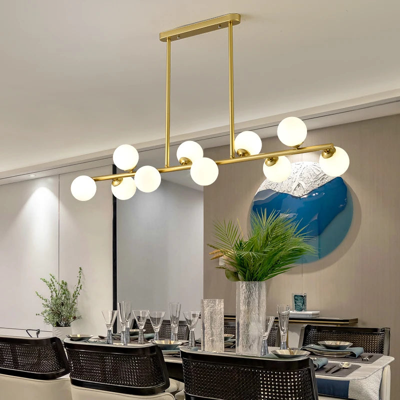 Lustre design boules de verre horizontales