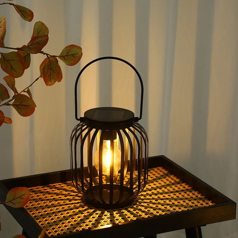 Lumière de jardin solaire extérieure LED étanche lanterne chinoise lumière B & B cour Antique fer Art Portable paysage lumière chaude