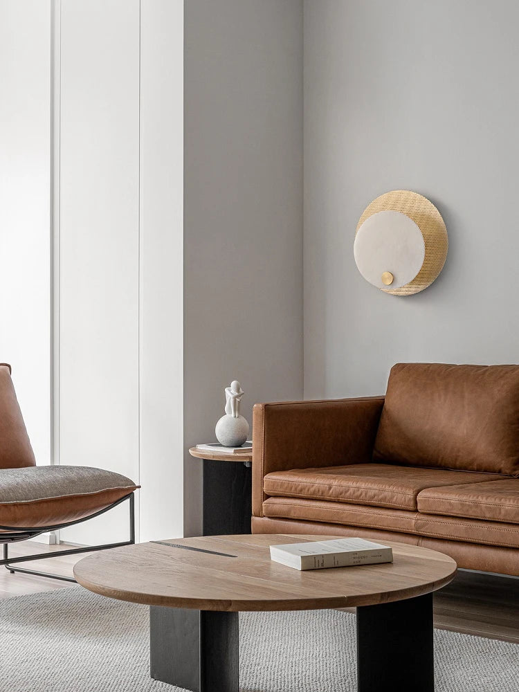 applique minimaliste en marbre et cuivre avec led