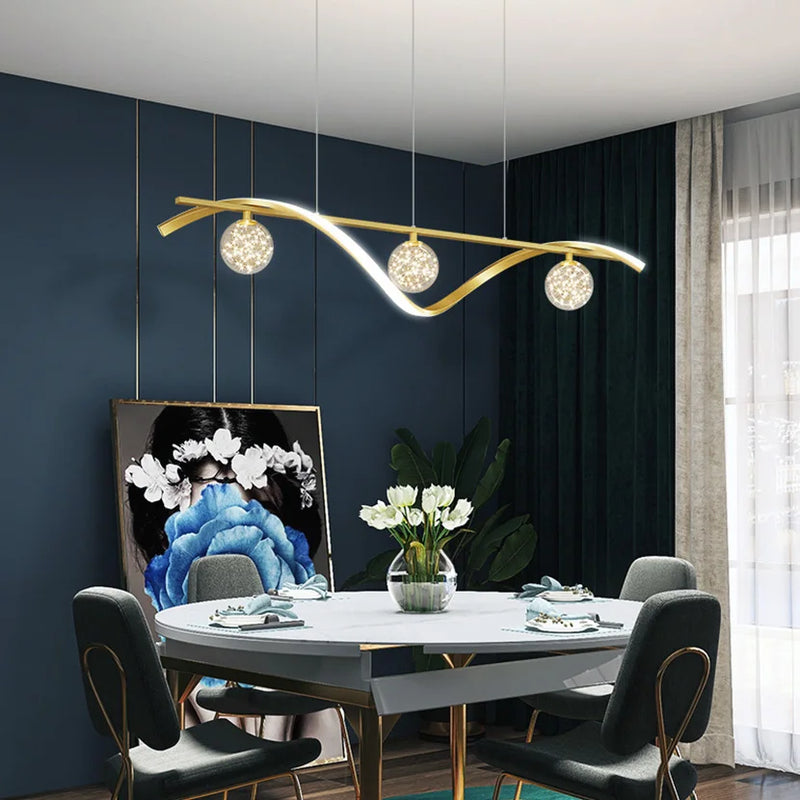 lustre sandyha led étoiles en boule de verre clair suspendue